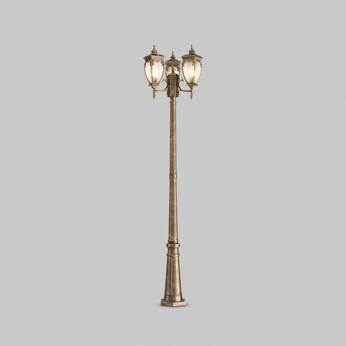 Fleur Three-Light Garden Post – Black with gold, view 3