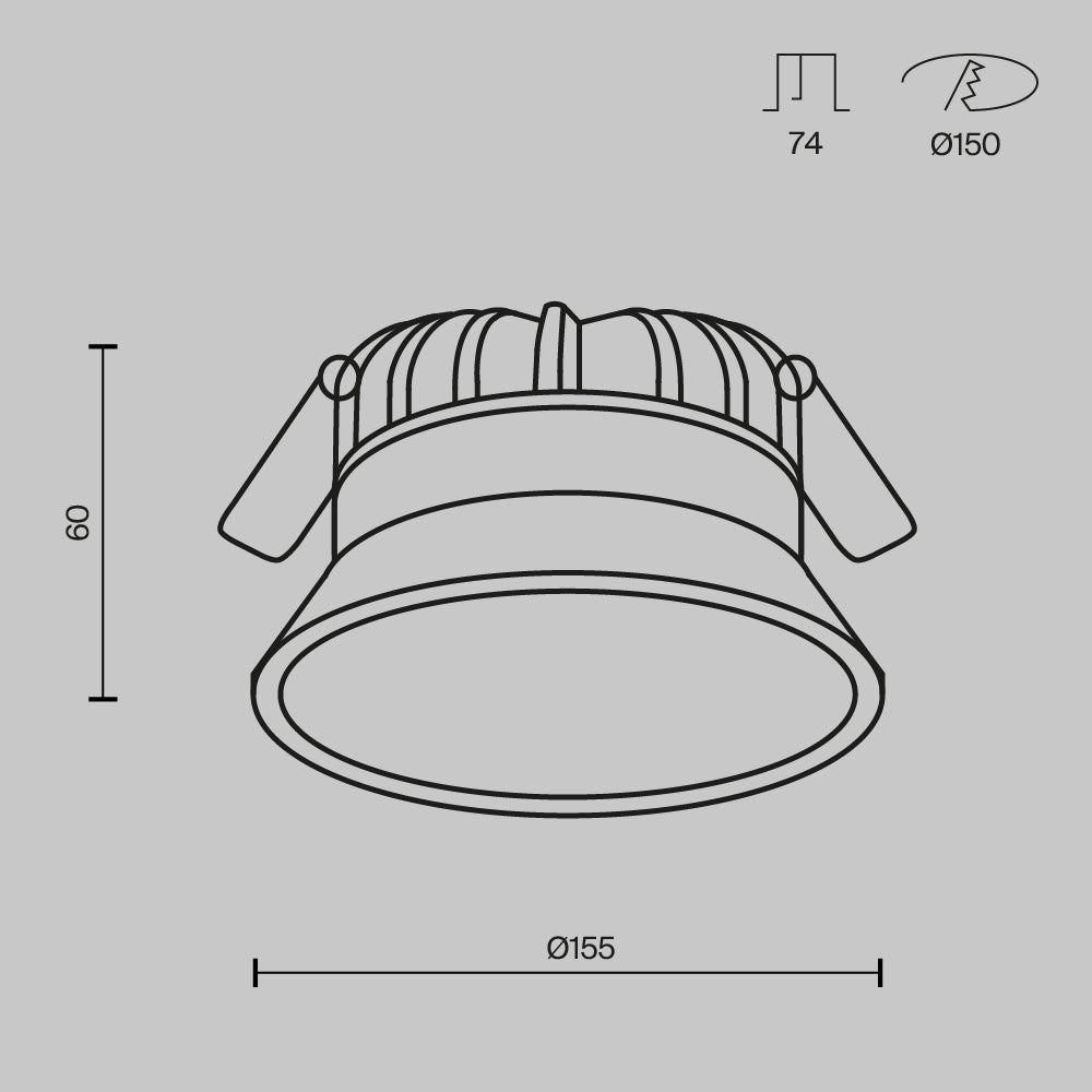 Okno recessed downlight dimensions