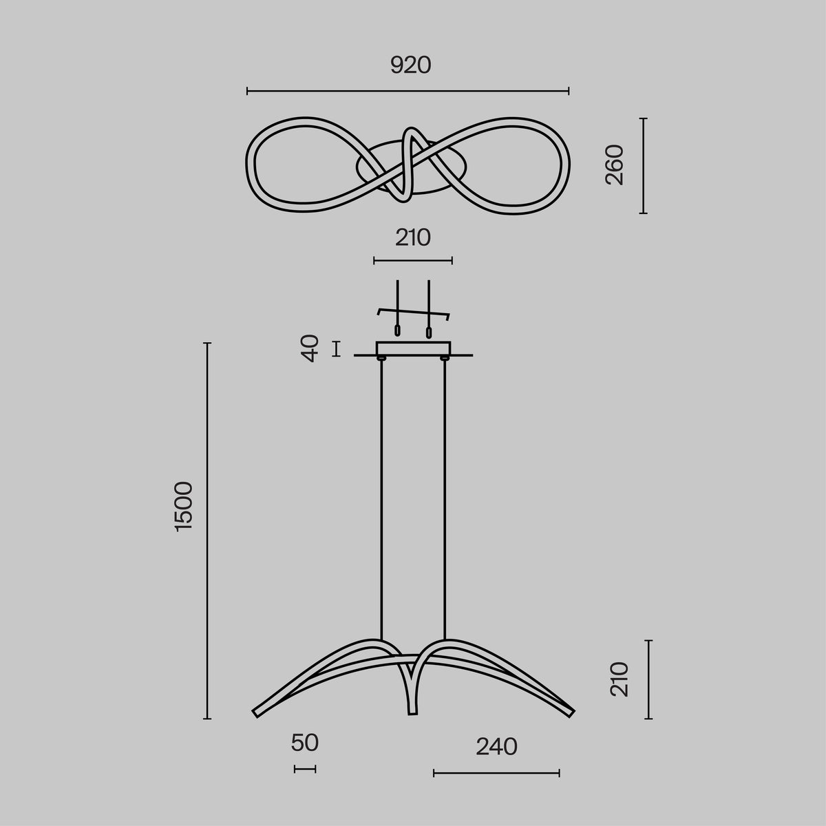 Curve LED Pendant Light – Gold / White, 42W by Maytoni – view 3