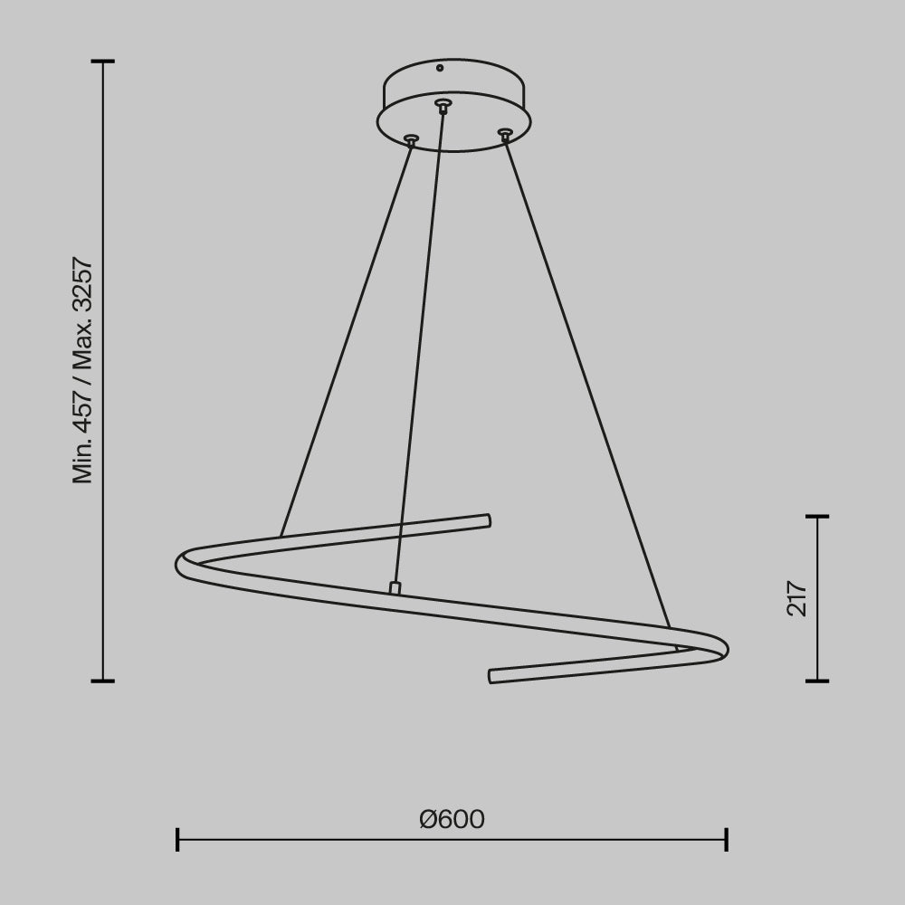 Curve LED Pendant Light – 31W – Black / White (MOD242PL-L33BK), view 2