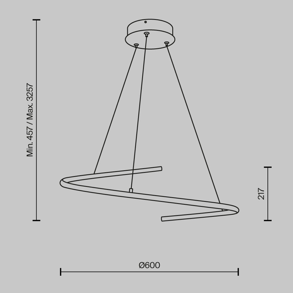 Curve LED Pendant Light – 31W – Brass / White (MOD242PL-L33BSK), view 6