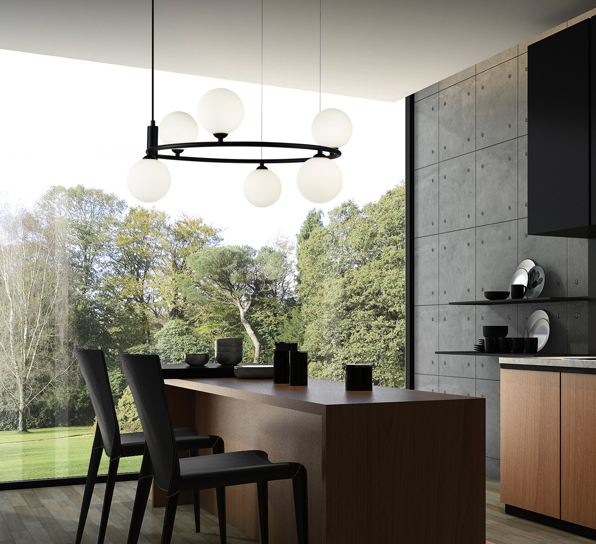 Ring Pendant Light – Black / White, 25W by Maytoni – view 2