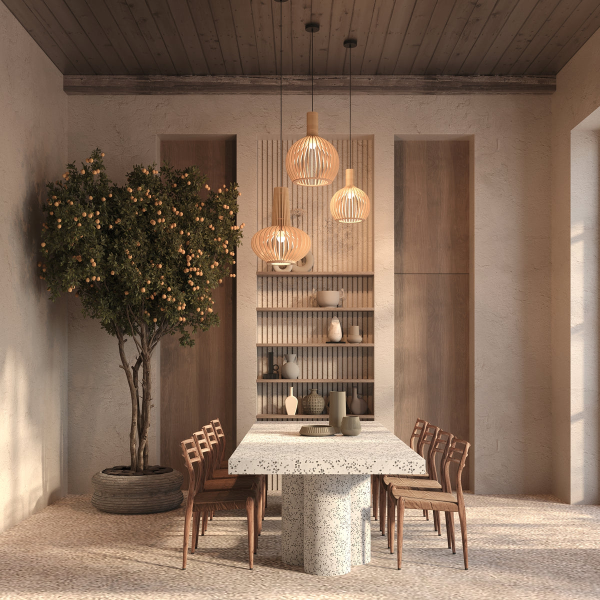 Roots Pendant Light – Ø350 mm – Black / Beige (MOD193PL-01W1), view 3