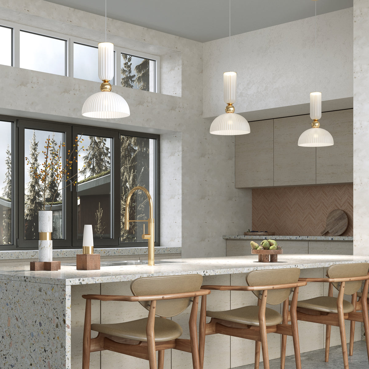 Antic Pendant Light – Gold / White (MOD302PL-01W1), view 3